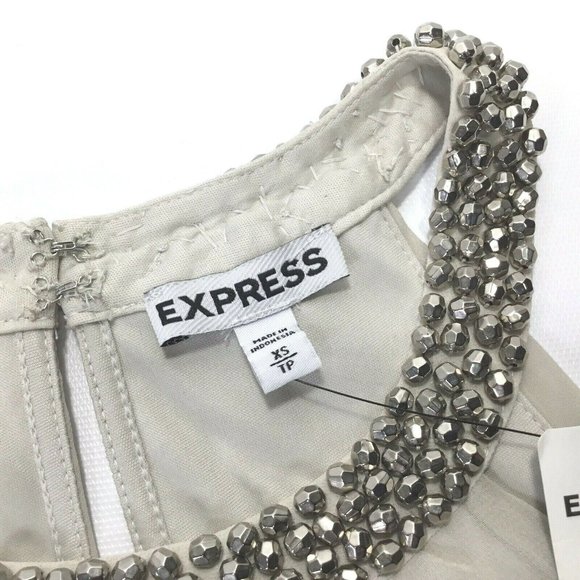Express~High Beaded Neck~Cut Out Shoulders~Lined~ - Picture 9 of 11
